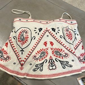 Red and White free people tank top